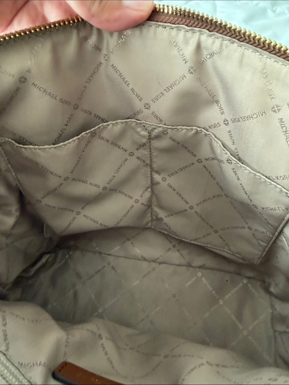 Michael Kors Brown Saffiano Leather Tote with Gold Accents